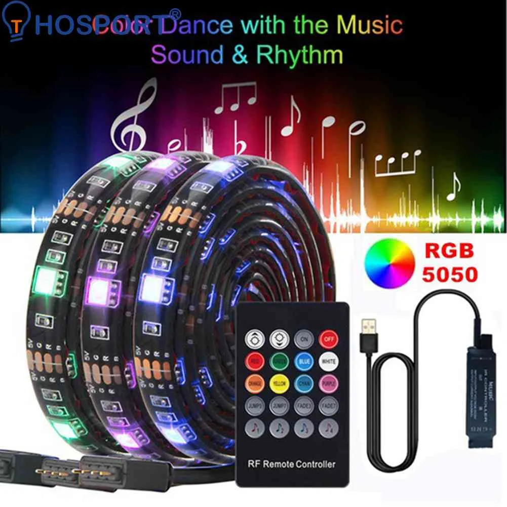 

5050RGB Flexible Strip Light USB Line with Remote Control Neon Light Multipurpose Color Changing Light Strip for Home Decoration