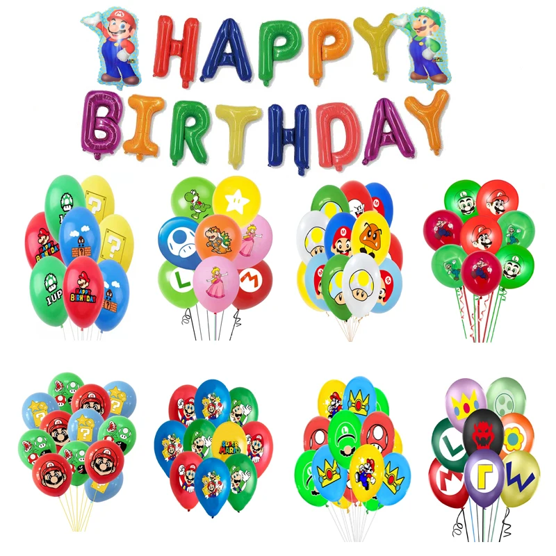 

Super Mary Series Party Balloons Mario Bros Luigi Yoshi Cartoons Figure Children Birthday Anime Theme Banquet Party Supplies Toy
