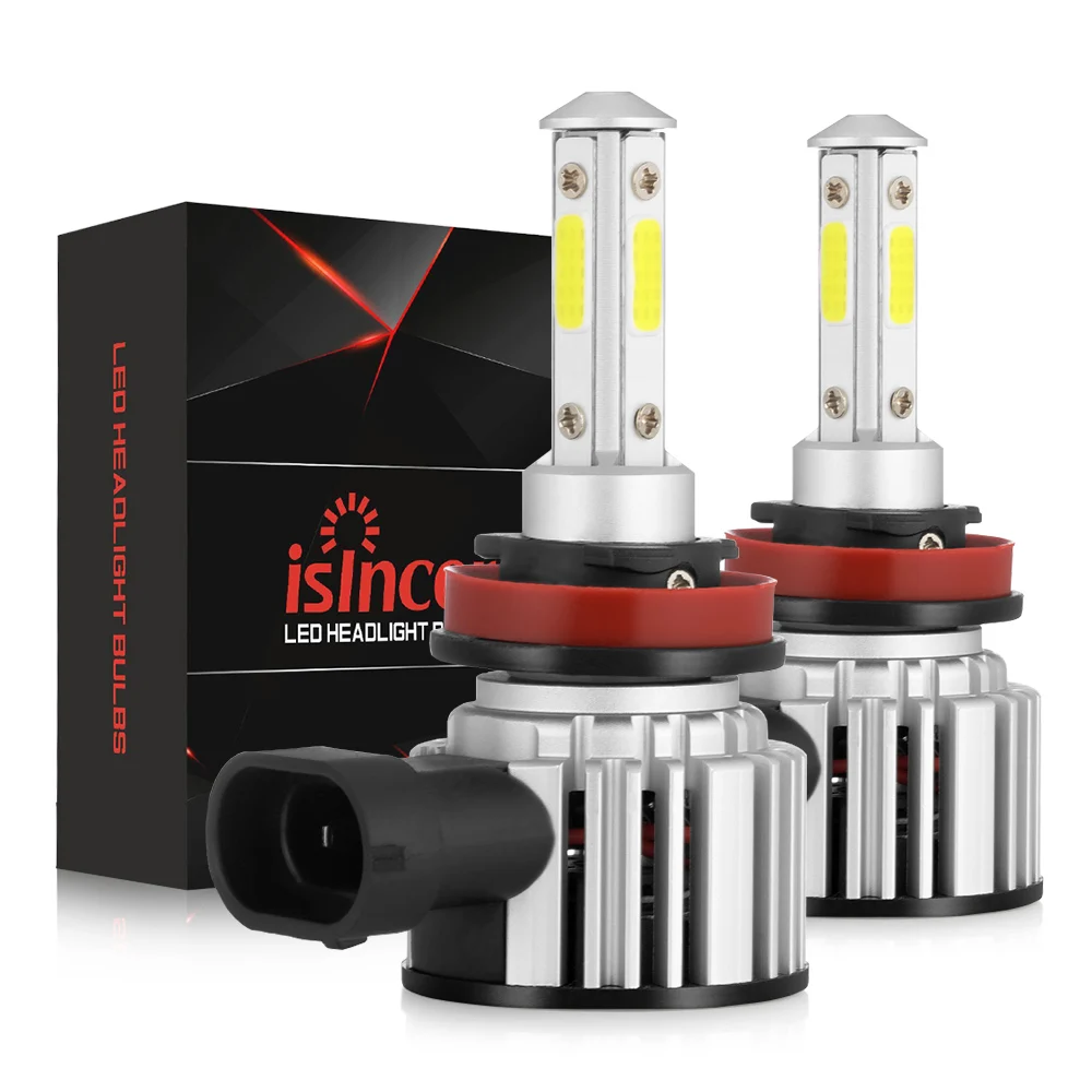 

2pcs White car headlight bulbs H7 led H11 LED Auto Headlight Bulbs 4 Side COB Chips 6000K White Car Headlight Conversion Kit
