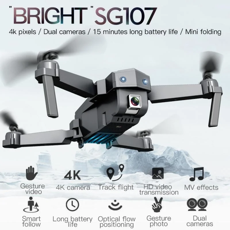 

SG107 Drone Professional Dual Camera With 4K WIFI FPV HD Quadcopter Optical Flow Rc Gesture Remote Control Mini Drones Toys