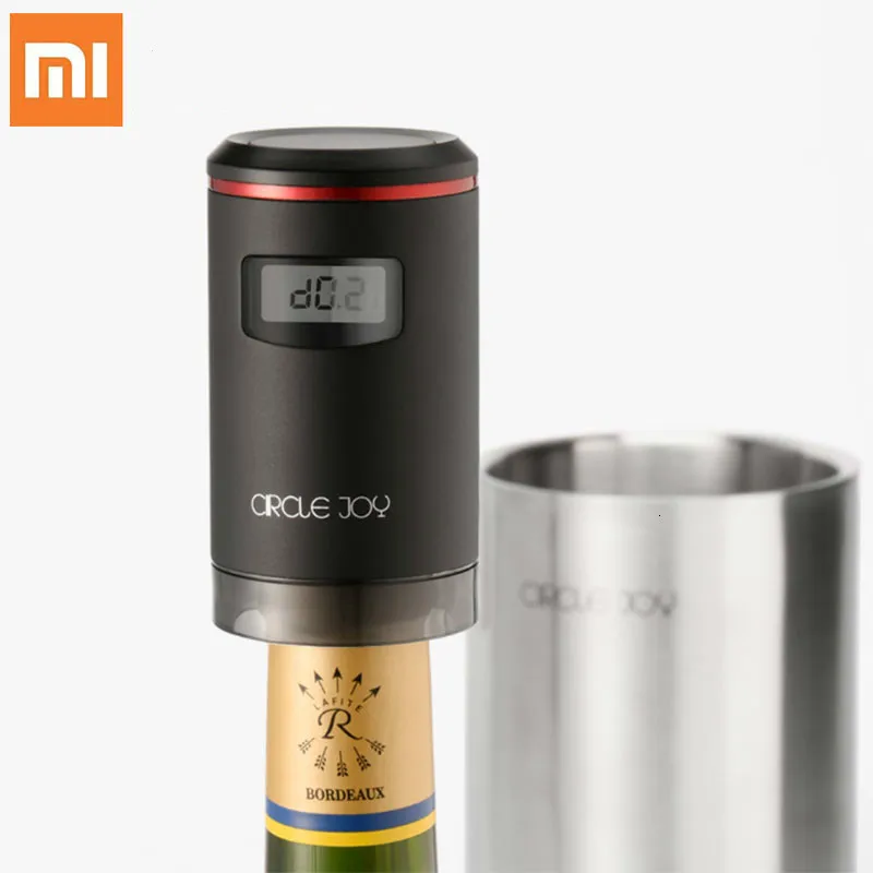 

Автоматическая вакуумная пробка Xiaomi Circle Joy для сохранения красного вина, хранитель для свежего вина с USB-зарядкой и светодиодным дисплеем