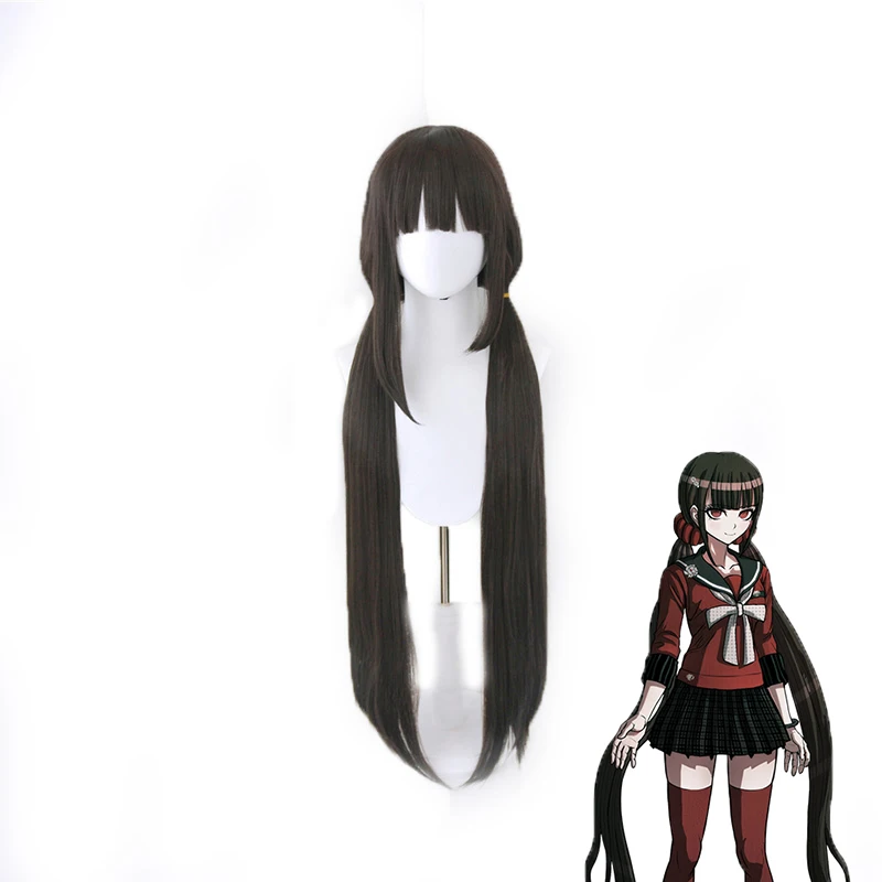 

Anime Danganronpa V3: Killing Harmony Harukawa Maki Wig Cosplay Costume Black Long Straight Double ponytail Hair Heat Resistant