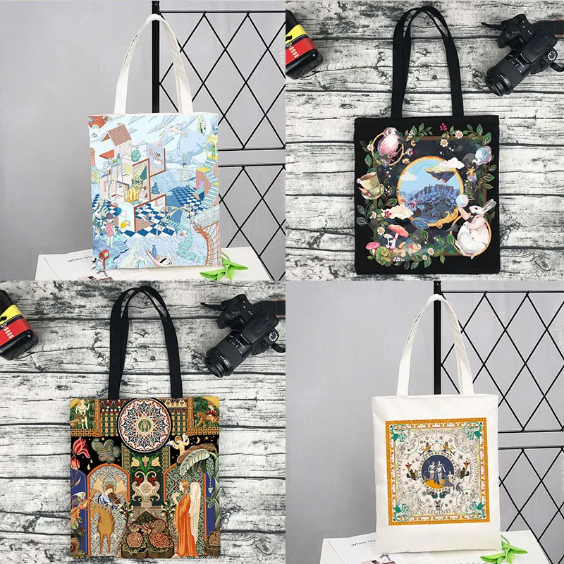 

High Quality Printing Large Capacity Handbag shopper Summer Bag ladies Canvas Bag Fashion Trend Shoulder Bag Women Eco Tote Bag