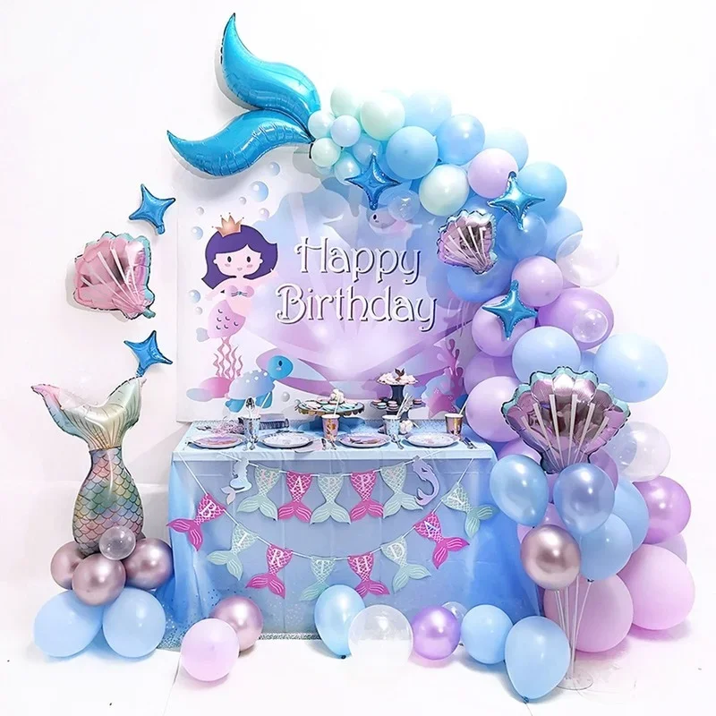 

50pcs/87pcs Mermaid Balloons Party Decor Mermaid Event Baby Shower Birthday Party Under The Sea Girl First Birthday Party Supply