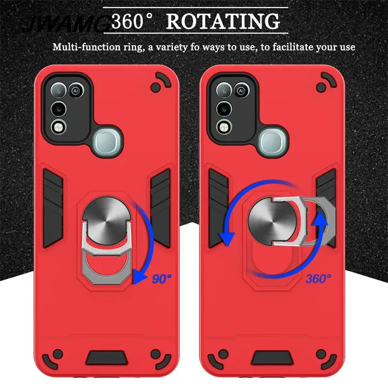 for infinix hot 10 play armored anti drop car magnetic bracket ring protective phone case hot 10 play tpupc material phone case free global shipping