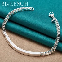 blueench 925 sterling silver rectangular curved bracelet for women man charm personality fashion jewelry