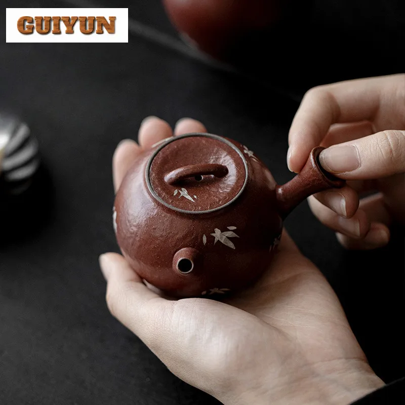 110 мл ручная роспись позолоченный серебряный бамбуковый чайник ручной работы