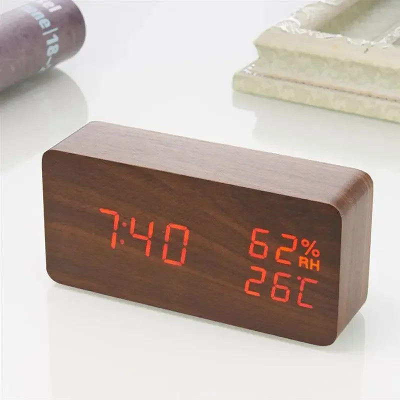 

Fashionable Multifunction Electronic Alarm Clocks with Adjustable Night Light, Voice Control LED Block Digital Clock - Perfect H