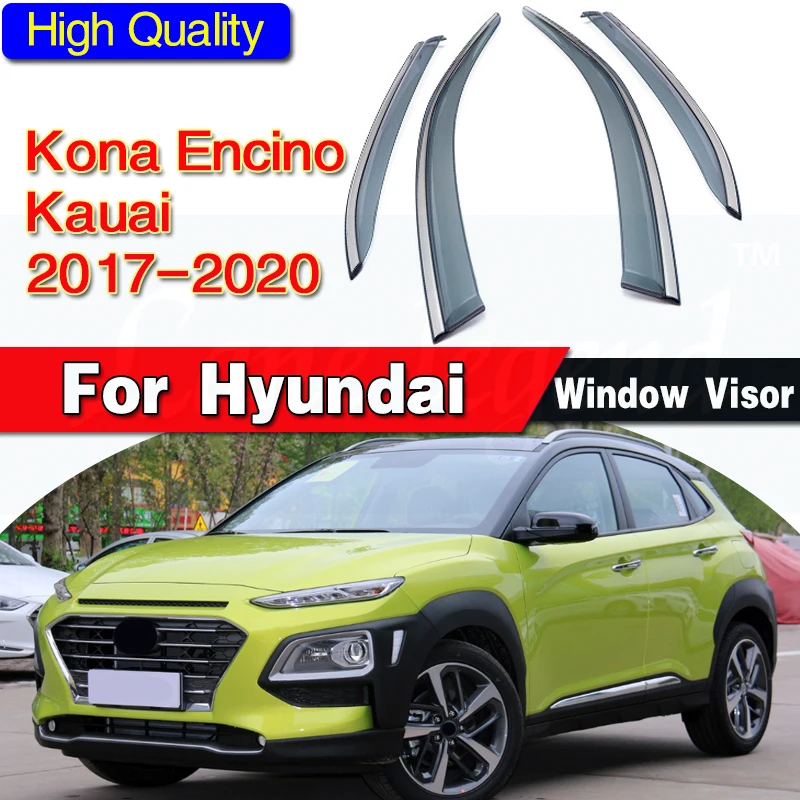 

Side Window Deflectors For Hyundai Kona Encino Kauai 2017 2018 2019 2020 Window Visor Car Wind Shield Sun Rain Visors 4pcs