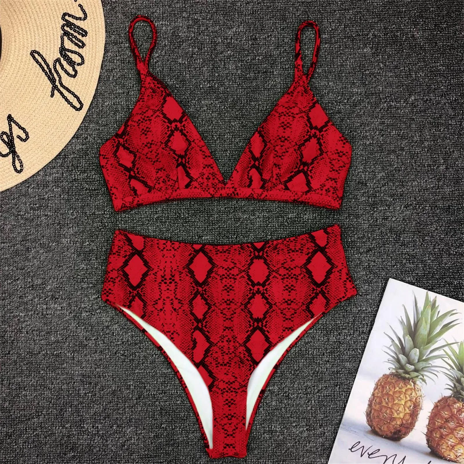 

2022 Sexy Women High Waist Bikini Padded Swimsuit Swimwear Female Bandeau Thong Brazilian Biquini Bikini Set Bathing Suit Bather