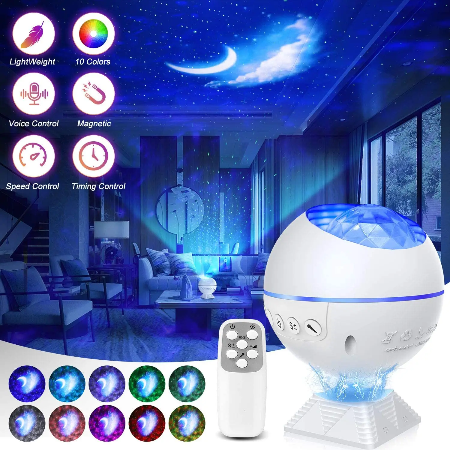 Star Galaxy Projector Light LED Laser Projector Disco Ball Lights Moon Cloud Bedroom Starry Sky Night Light with Remote Control