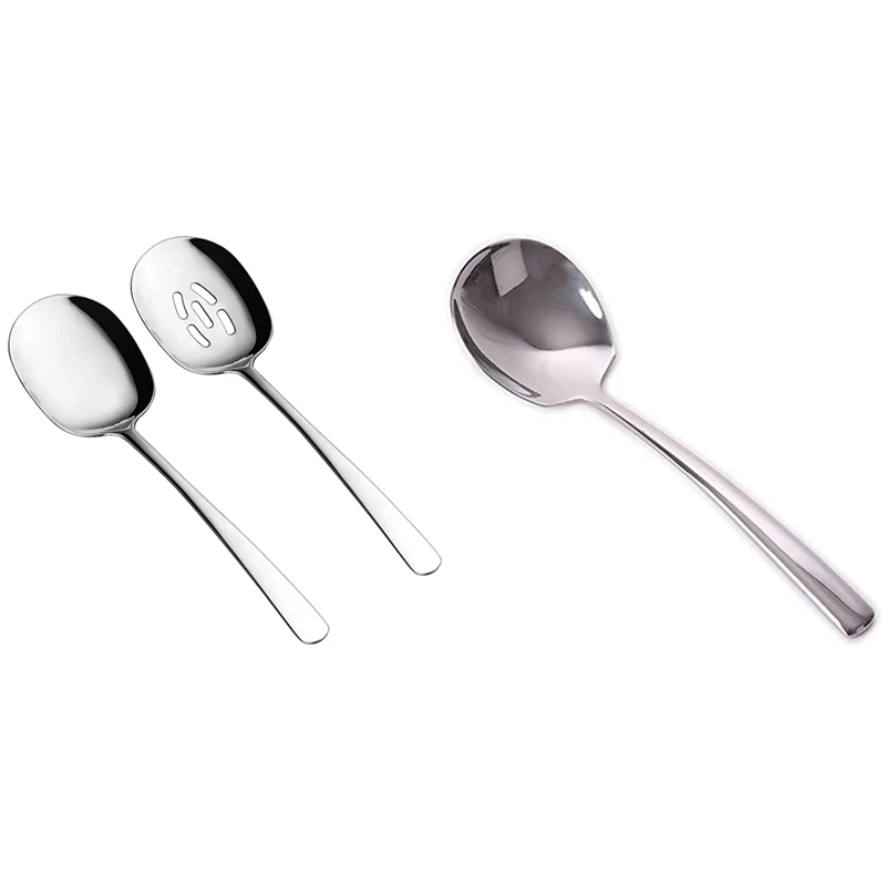 

Hot 6 Pcs Serving Spoon, Spoons Silverware, Cooking Spoon,22.2X6.3Cm & 25X7.2Cm