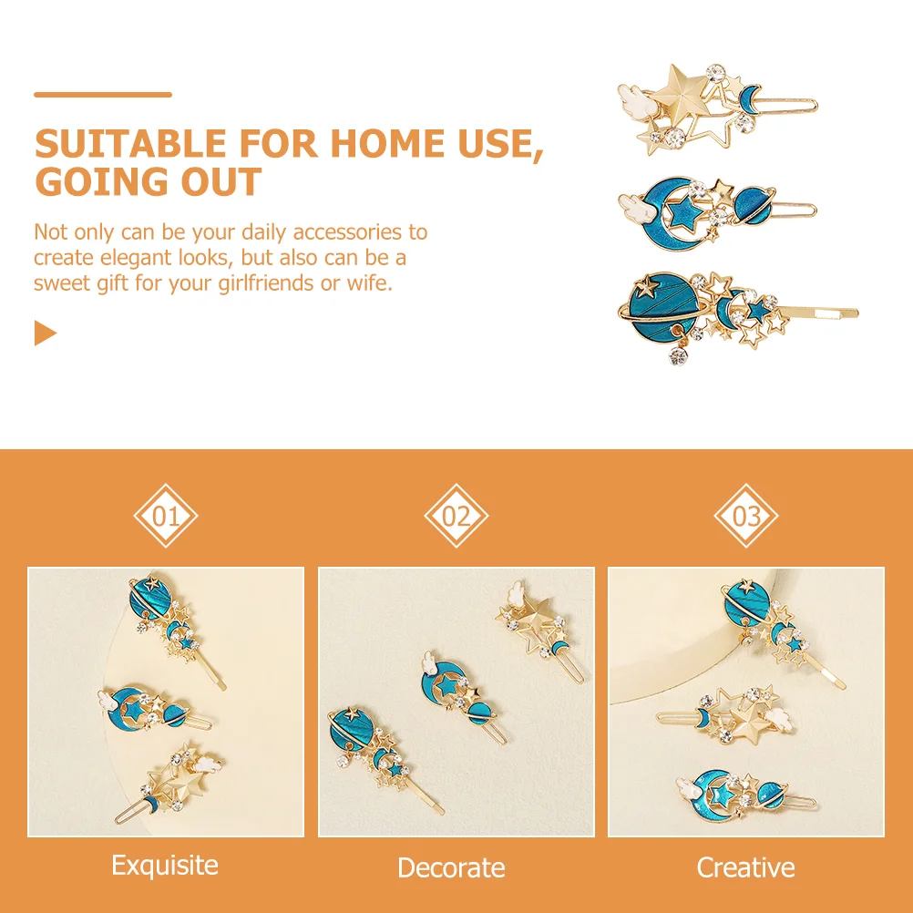 3 шт. золотые аксессуары для волос заколка боковой челки женщин заколки девочек