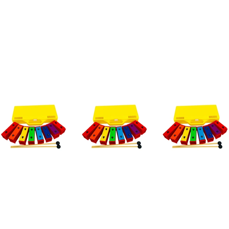 

3X 8 Notes Chromatic Xylophone Glockenspiel Resonator Bells With Yellow Case