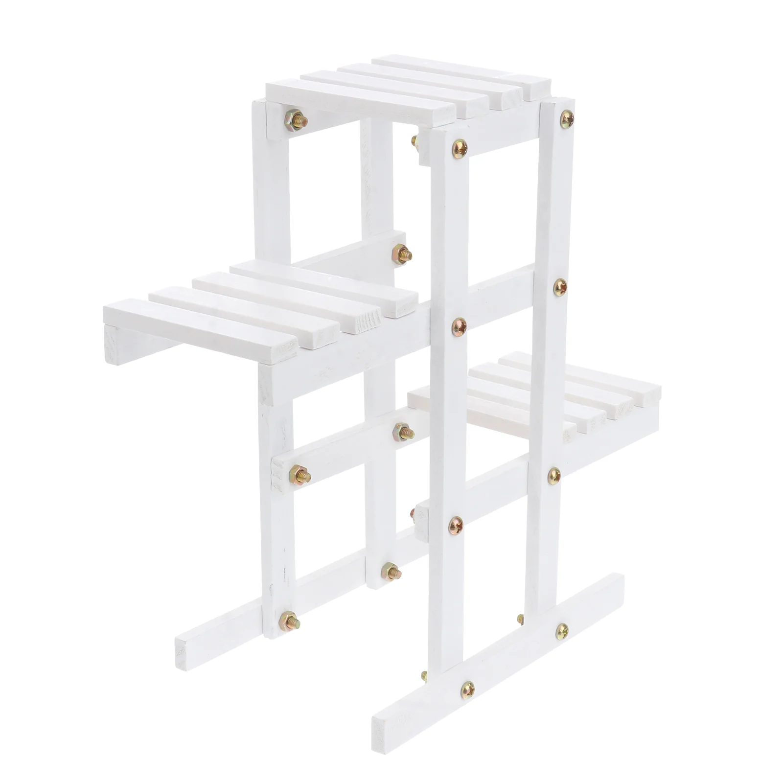 

1pc Wooden Storage Rack Flower Pot Rack Stand Holder Household Green Plants Potted Plant Flower Holder for Home (White)