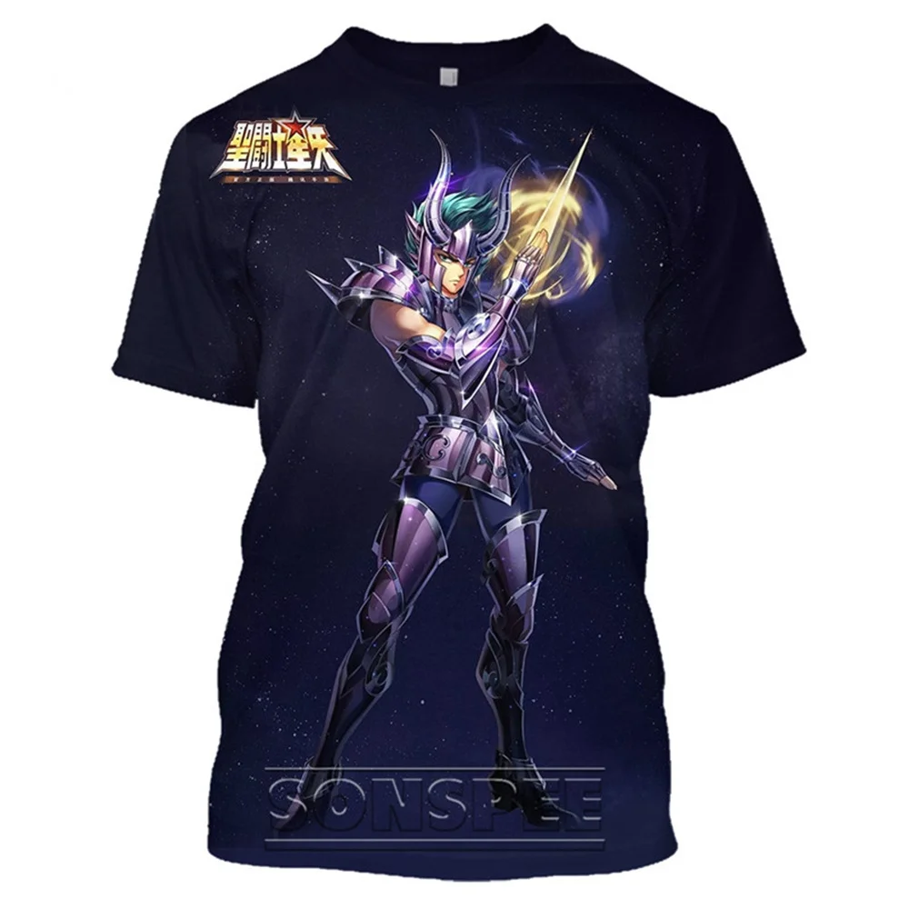 Футболка Saint Seiya футболки с аниме рисунком Camisetas манги Мужская одежда летняя