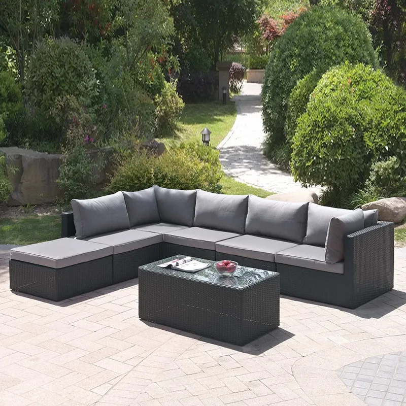 

Outdoor furniture rattan chair sofa combination outdoor rattan sofa courtyard leisure rattan tea table