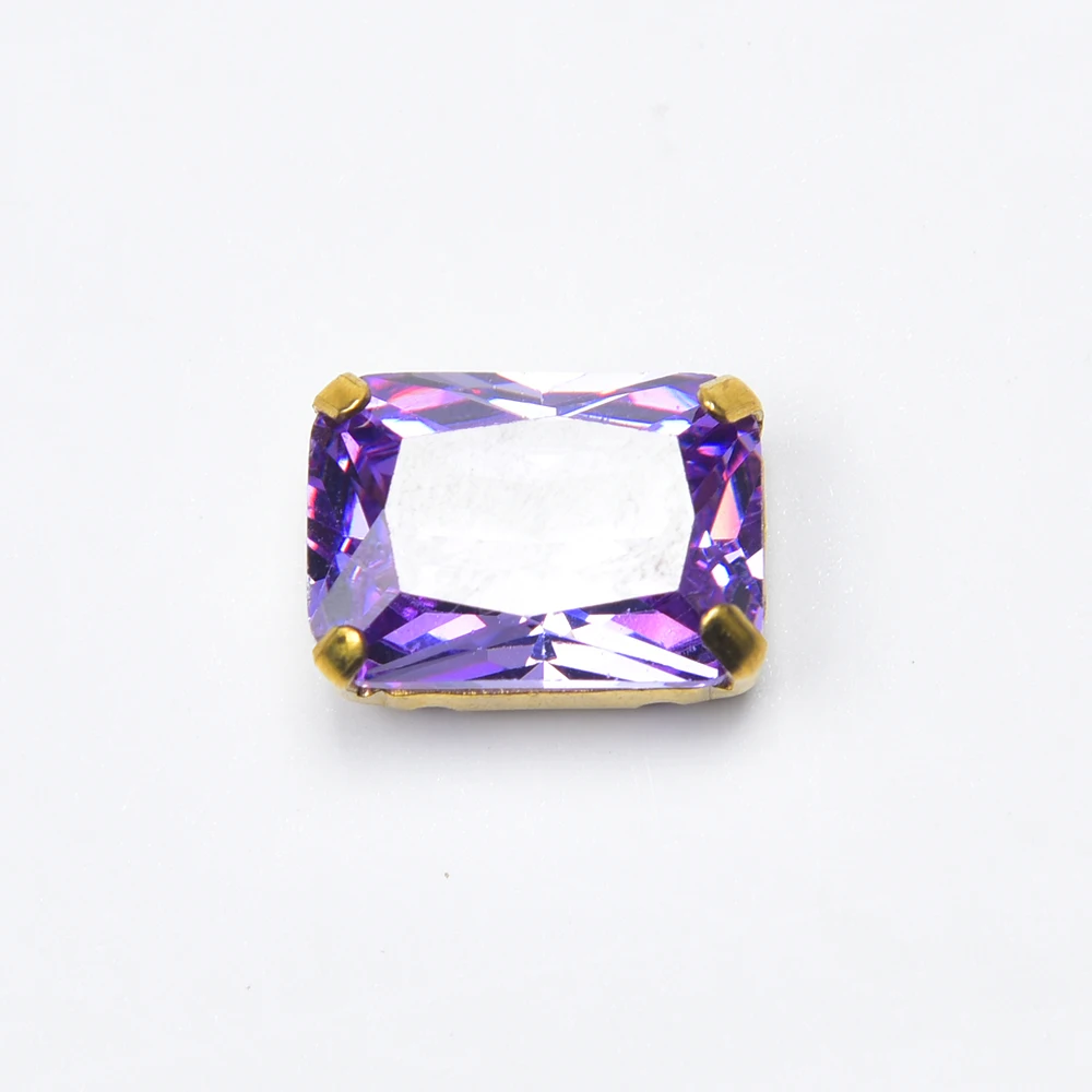 Стразы с блестящим цирконием 10*14 мм прямоугольный кристалл золотым зажимом