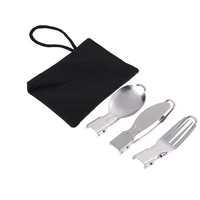 3 pcs 1 set portable outdoor camping travel picnic foldable stainless steel cutlery set spoon fork knife tableware free shipping