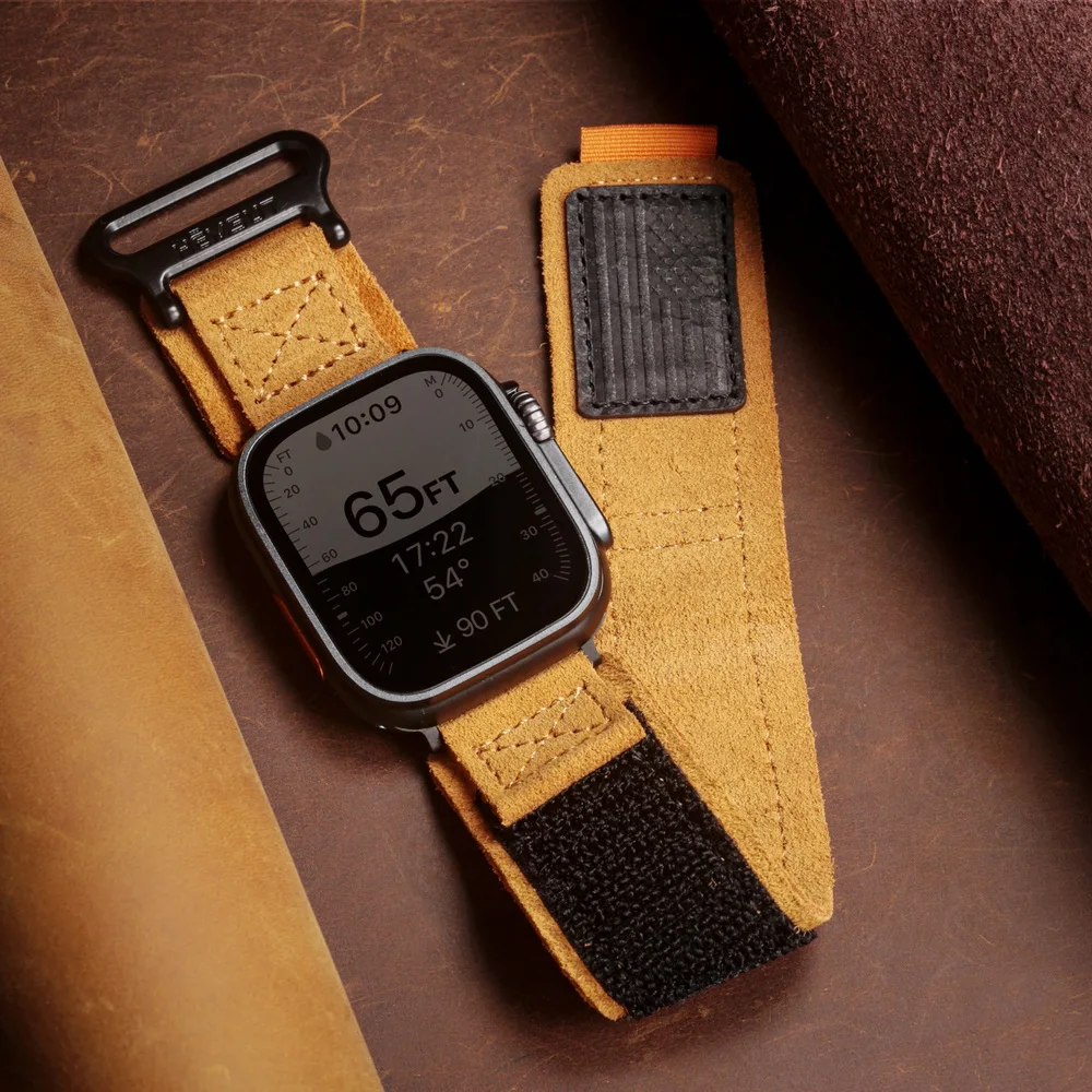 Фото Ремешок для Apple Watch SE10, 42/46 мм, из замши и натуральной кожи, модный ретро-дизайн, совместим с Ultra 1/2, S8, iWatch SE, 41/42/44/49 мм №2