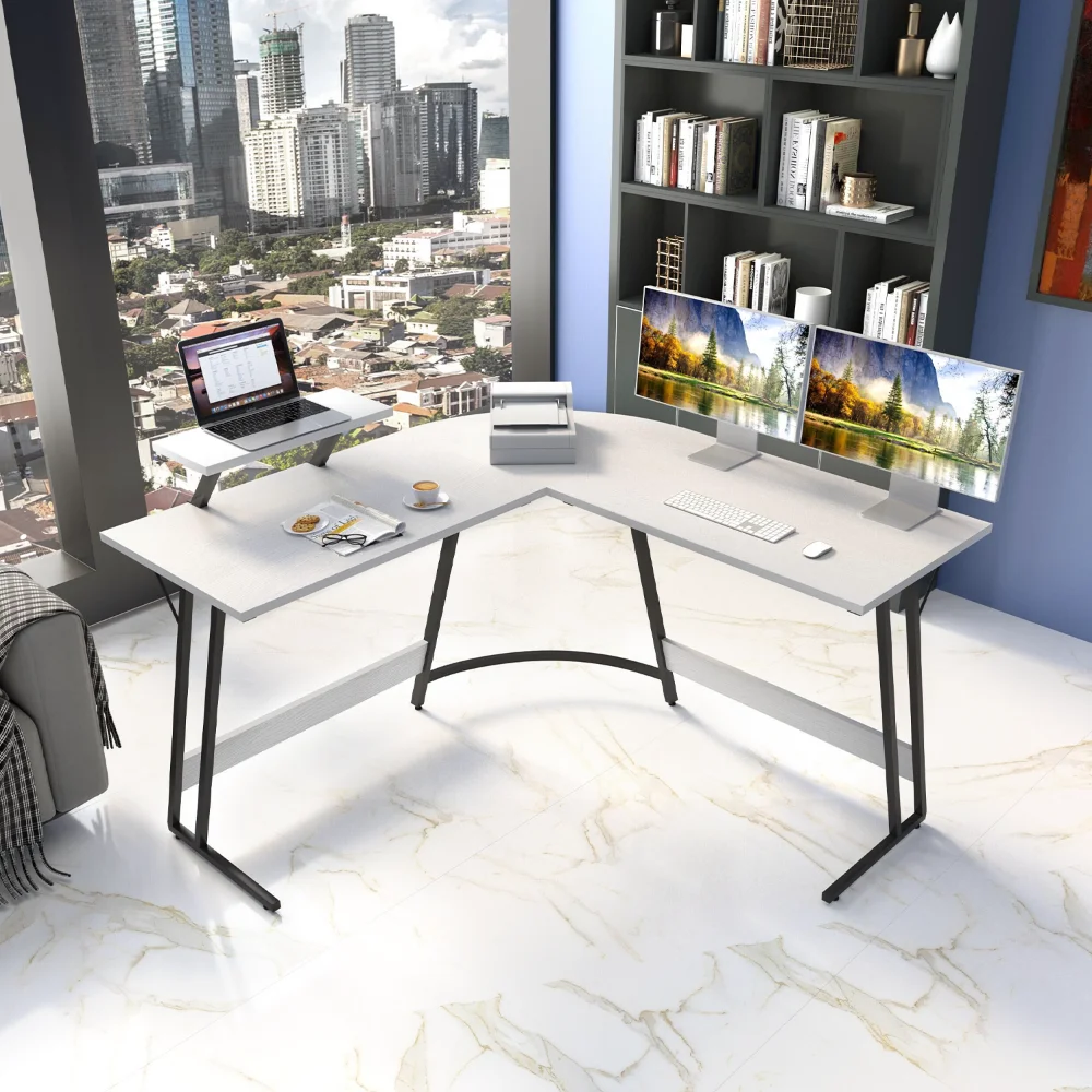 Vineego LShaped Computer Desk Modern Corner Desk with Small Table