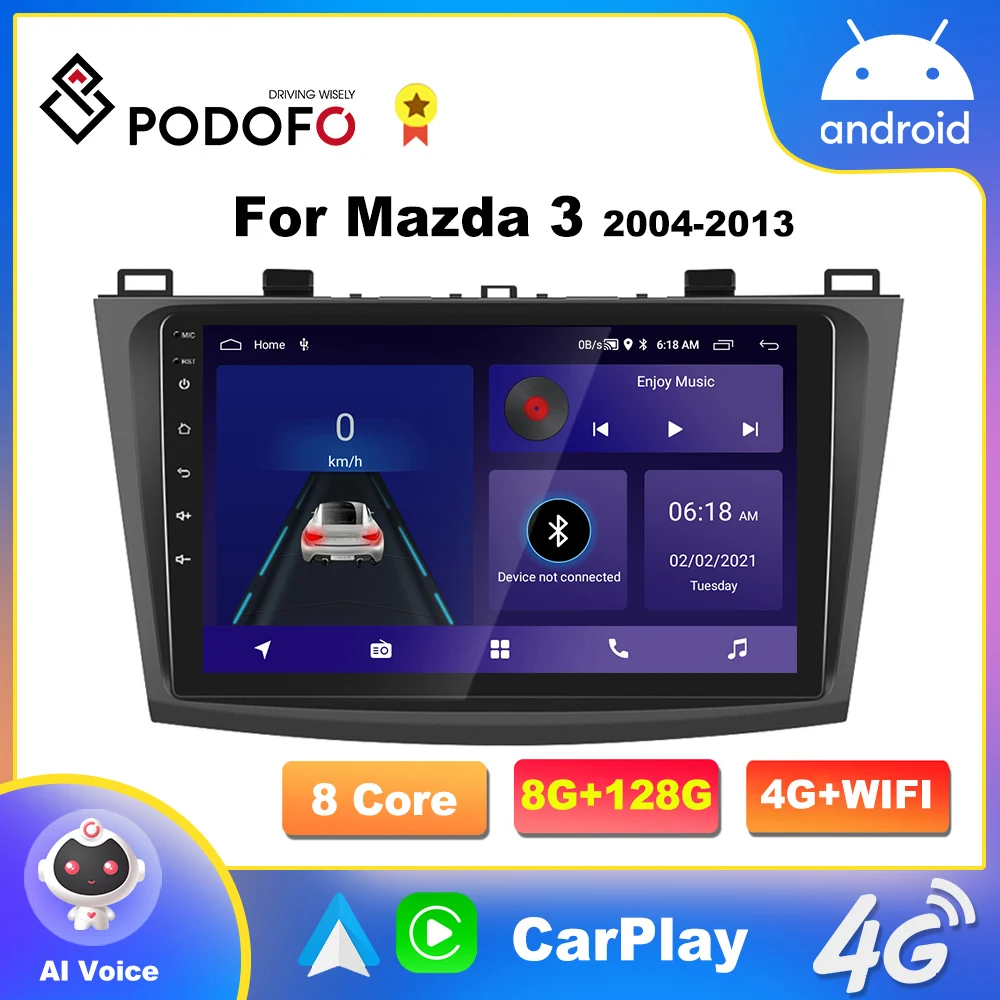 4G Carplay Auto For Mazda 3 2004 - 2013 Android 10 скачать радио мультимедийный проигрыватель 2 din GPS