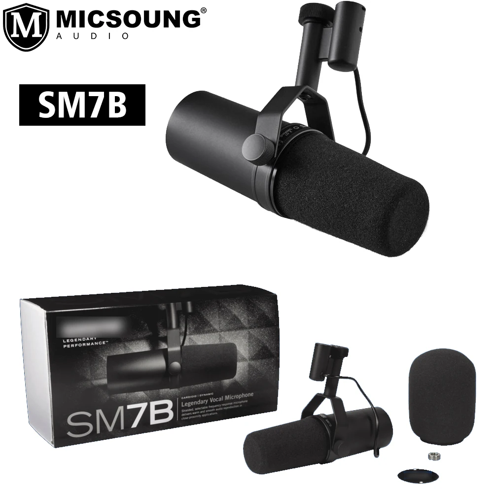 

Shure SM7B Vocal Dynamic Microphone for Broadcast, Podcast & Recording, XLR Studio Mic for Music & Speech, Wide-Range Frequency