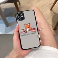 cute cartoon animal fox phone case for iphone x xr xs 7 8 plus 11 12 13 pro max 13mini translucent matte case