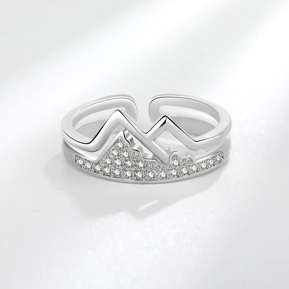 

New Hot Sale Silver Color Fashion Zircon Mountain Style Women's Ring Jewelry Free Shipping AJ481