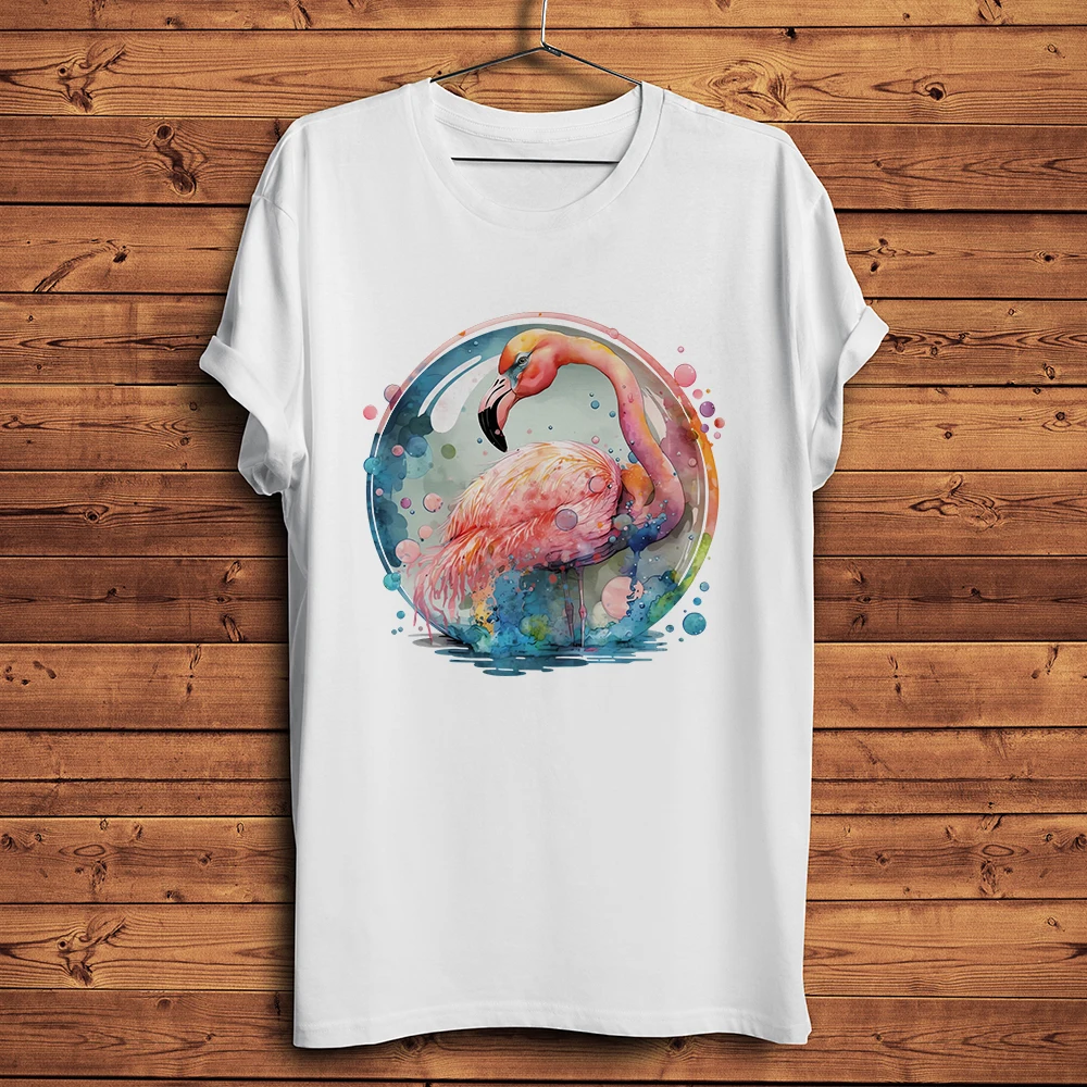 Акварельная художественная забавная футболка с фламинго мужская летняя новая
