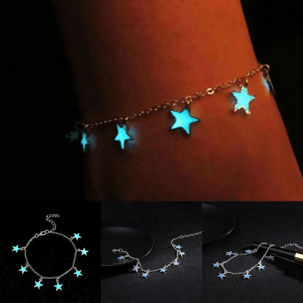

Vintage Luminous Beach Anklet Foot Chain Shell Fashion Jewelry Charming Glow In The Dark Heart Anklet