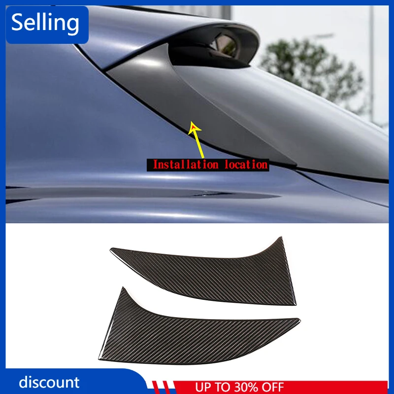 

For Alfa Romeo Stelvio 17-20 2 pieces of real carbon fiber car tailgate triangle decorative plate protective cover stickers fast