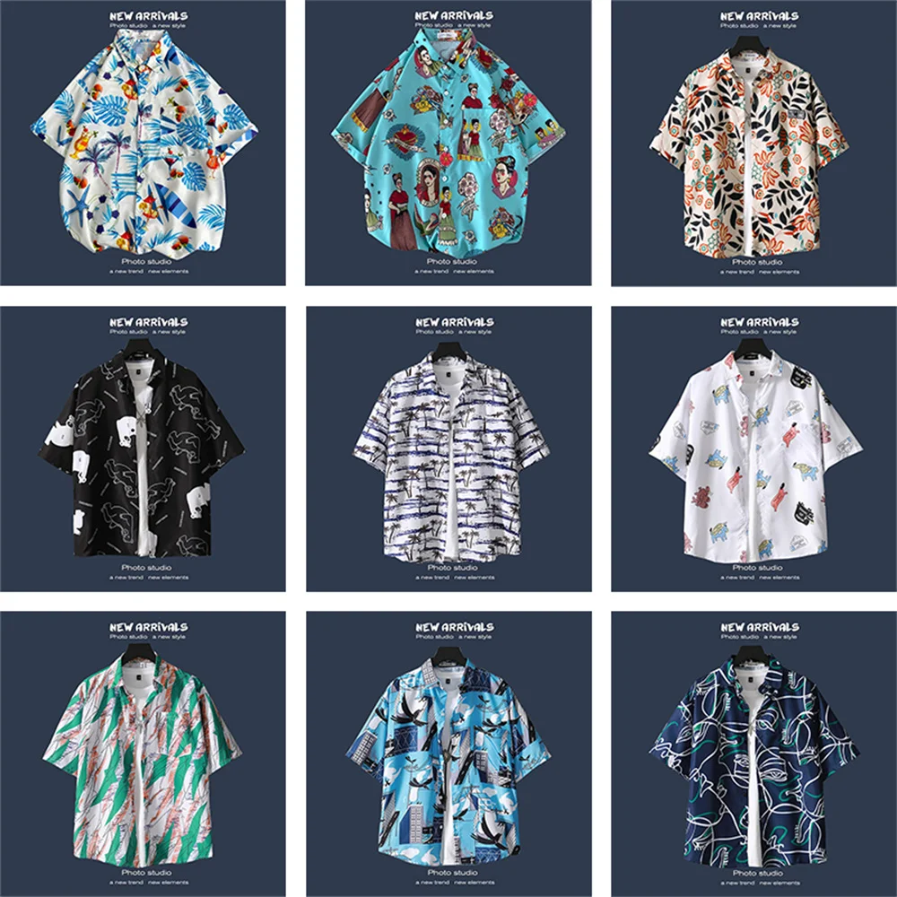 

Men's Hawaiian Shirts 2023 3D Printing Short Sleeve Shirts Beach Vacation Tops T-Shirts Summer Oversized Men's Clothing Hawaiian