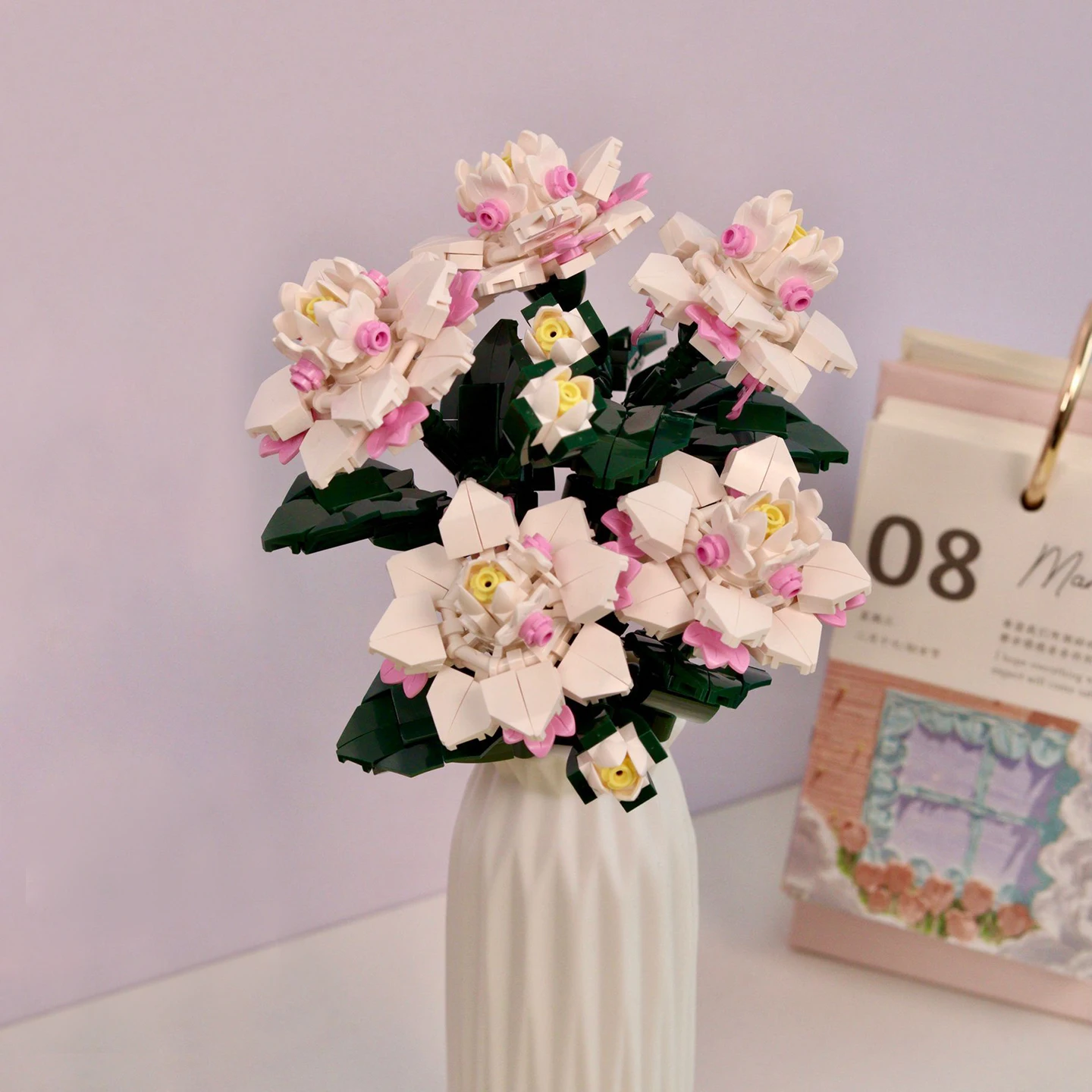 

Poine Me Camellia Bouquet Building Kit,Artificial Flower Building Blocks Sets for Women Mom,Home Décor Botanical Collection