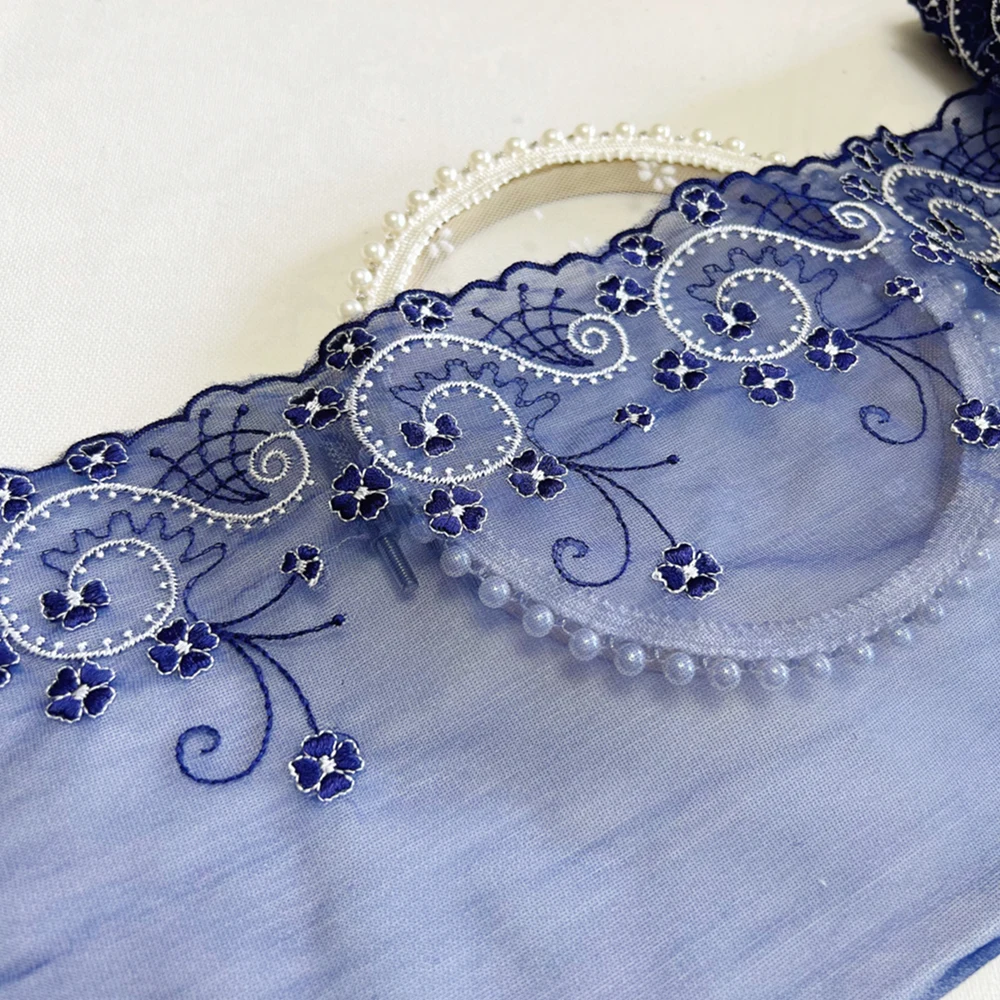 

14 Yards Embroidery Blue Mesh Lace Trim Doll Clothing Material Handmade DIY Garment Needlework Sewing Accessories 17cm H23