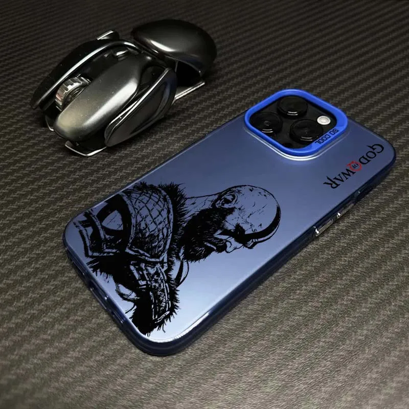 Фото Роскошный чехол G-God of War K-Kratos для iPhone 17 16 15 14 13 12 11 Pro Max Plus Mini, цветной серебристый чехол для телефона №4