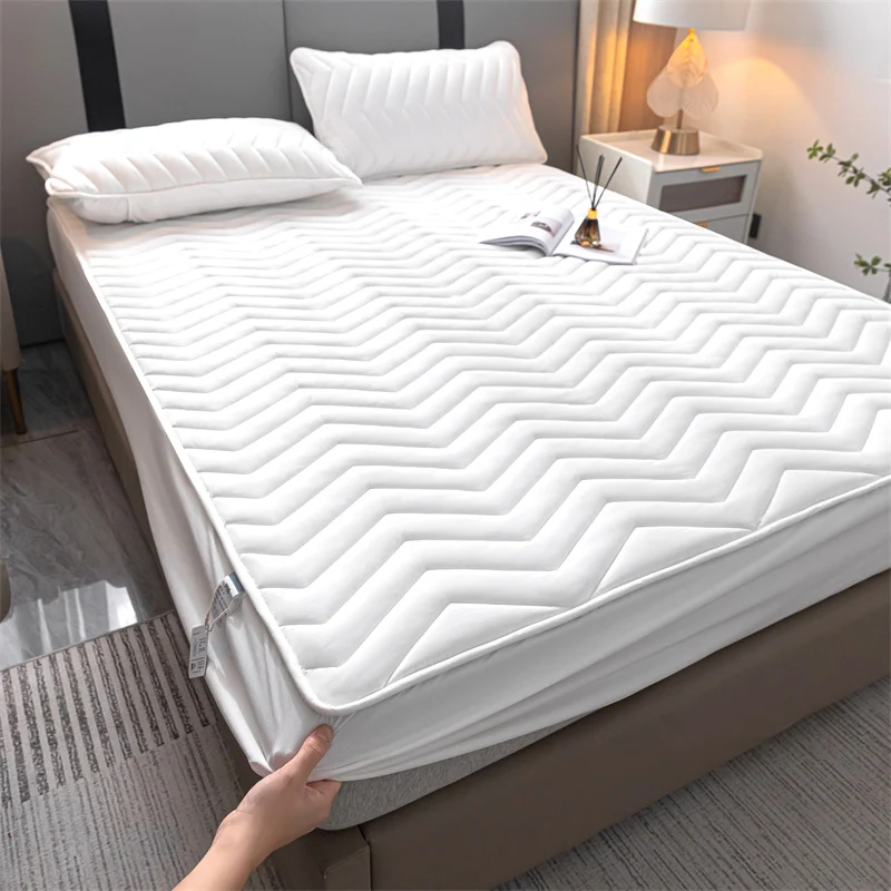 

High Quality Luxury Thicken Quilted Cotton Bed Sheet Mattress Protector Cover, Antibacterial Fiber Filled Anti-mite Comfortable