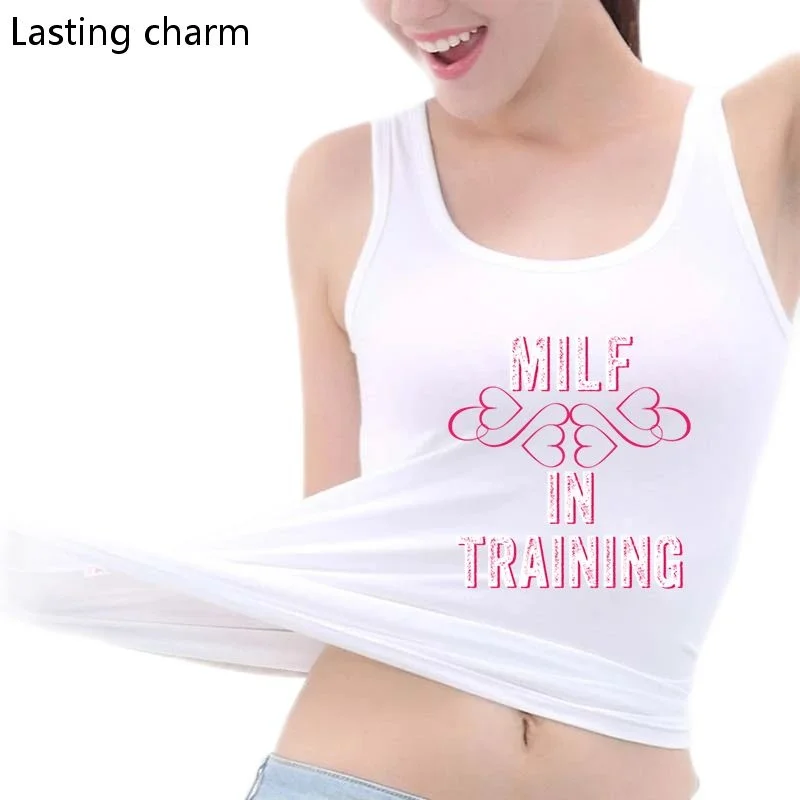 

Milf In Training Print Long Tank Top Women's Inscriptions Custom Sleeveless Tops