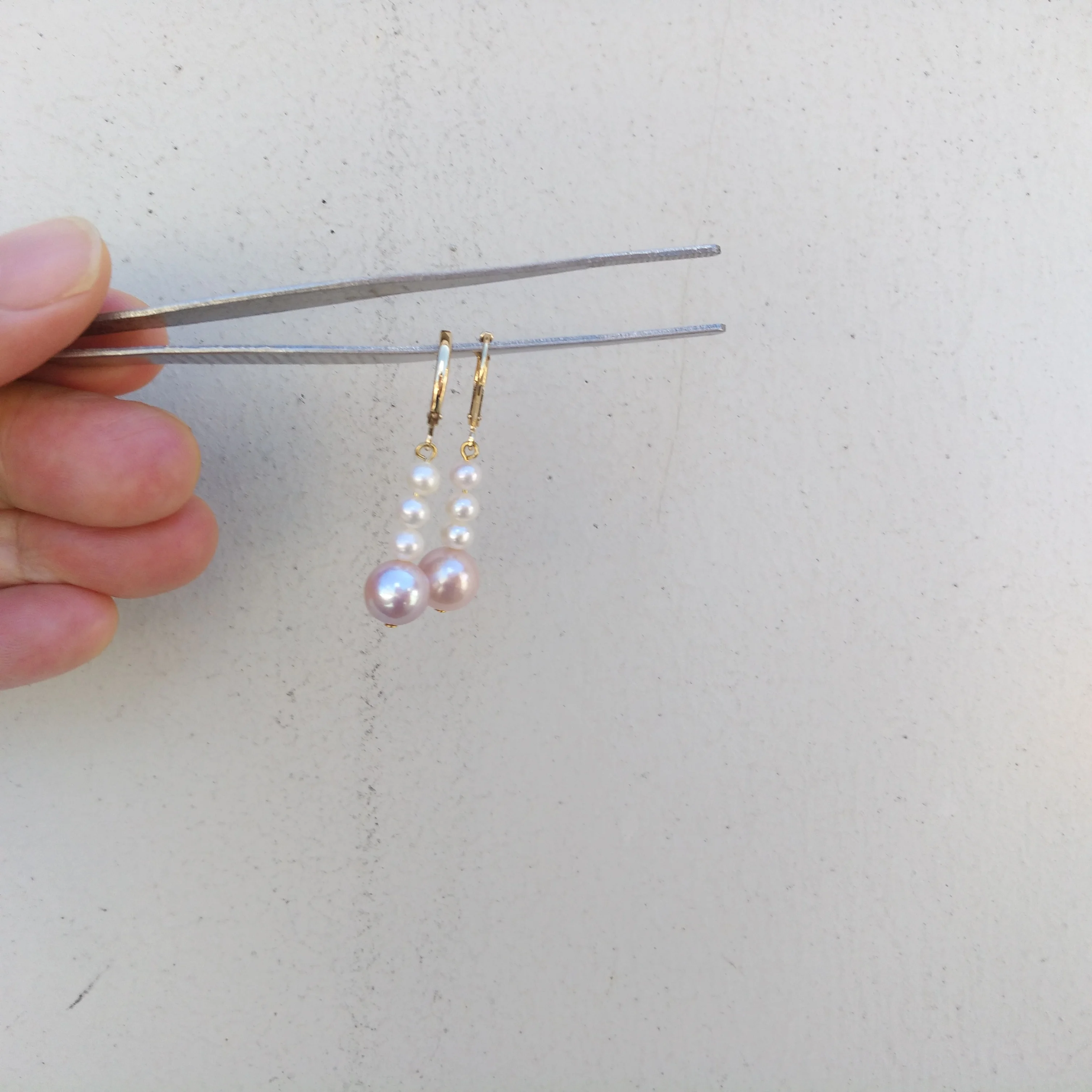 Великолепные серьги AAA + South Sea 4-7 мм плоские белые фиолетовые жемчужные 14k золото P