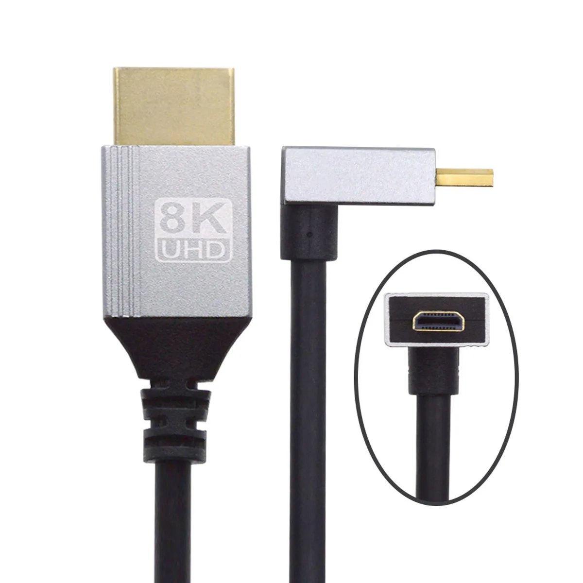 Фото Ультратонкий HDTV-кабель Mini HDMI 2.1 под углом 90 градусов Hyper Super Гибкий тонкий шнур 8K 4K Type-A к Type-C для камеры HDTV №1