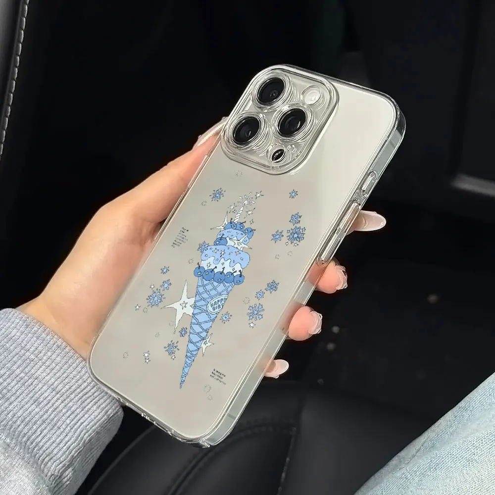 Силиконовый чехол для телефона Blue Cherry Ice Cream для IPhone 17 16 15 14 13 12 11 Pro Xs Max Air Mini 7 8 6 6s Plus SE 2020 2022 Cover (art.: 3920d37de4286) - 3920d37de4286