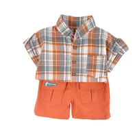 new summer baby girls clothes children boys fashion plaid shirt shorts 2pcssets toddler casual cotton costume kids tracksuits