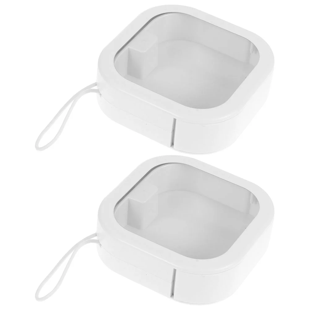 

2 Pcs Hair Band Storage Box Bow Organizer Bows Desk Top Accessories Tie Tpe Travel Plastic Clips