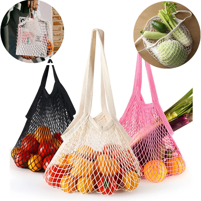 

Portable reusable grocery bags fruit and vegetable bags can be washed cotton mesh rope organic tote short tote net tote bag