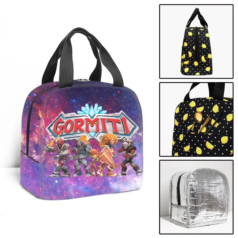 С принтом из игры Изолированные сумки для ланча Gormiti мальчиков и девочек детский