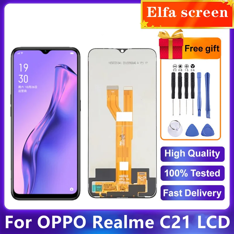 Оригинальный дисплей для замены 6,5 дюйма для Realme C21 RMX3201 LCD кодирующий преобразователь сенсорного экрана в сборе RMX3063 RMX3061