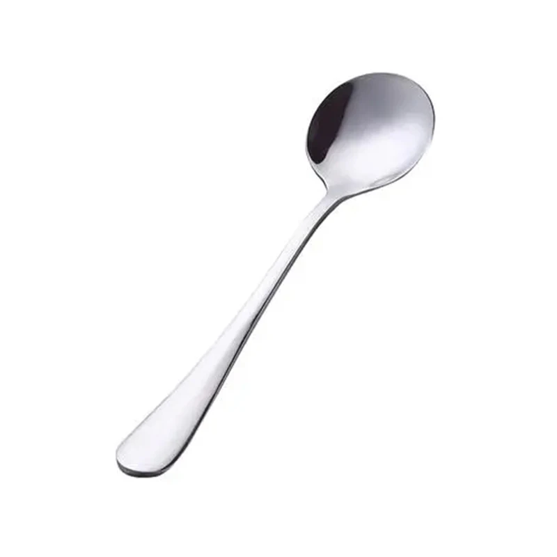 

18cm Stainless Steel Round Spoon Hotel Family Spoon Kitchen Utensils Set Mirror Round Spoon Multifunctional Round Spoon