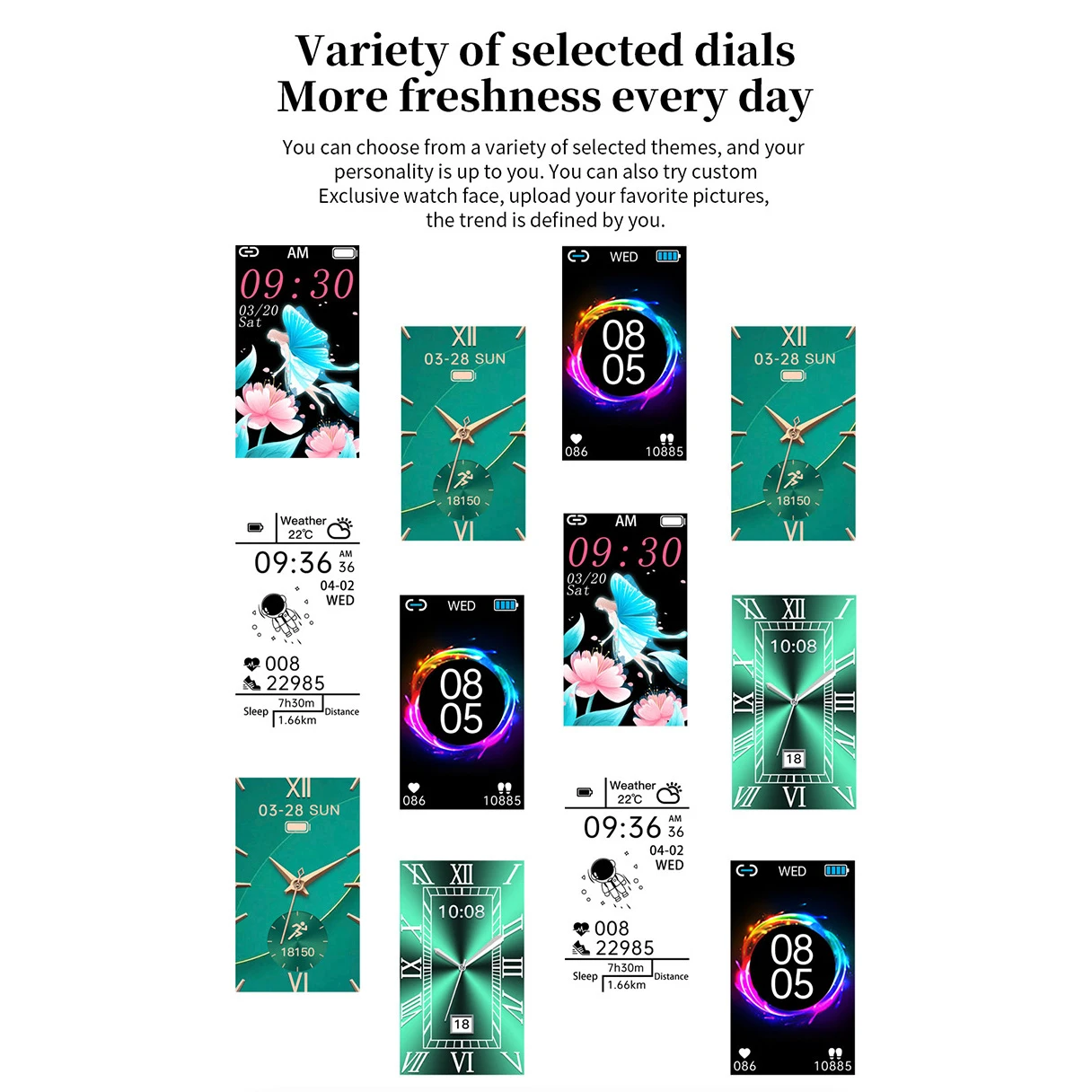 Retro HT2 Smart Watch Information Reminds Heart Rate Monitoring Pedometer Waterproof Green Digital Watch