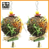 adamcong 2 pack bird chew toys parrot foraging shredder ball toys foraging hanging toys for african parrots