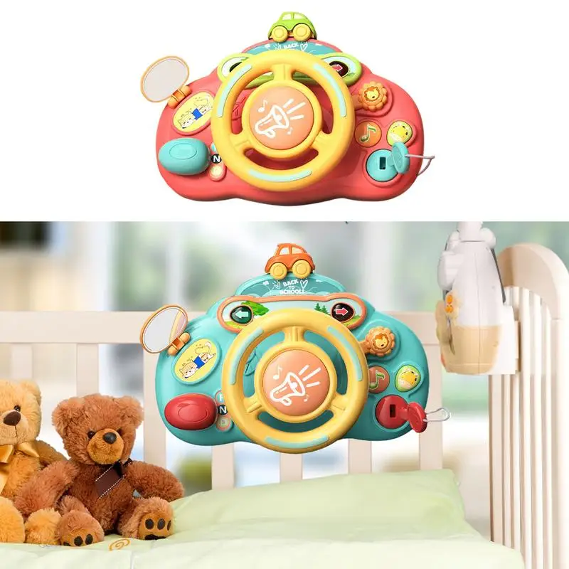 Cartoon Electric Simulate Driving Car Steering Wheel Baby Sounding Toys Kids Early Educational Stroller Driving Musical Toys
